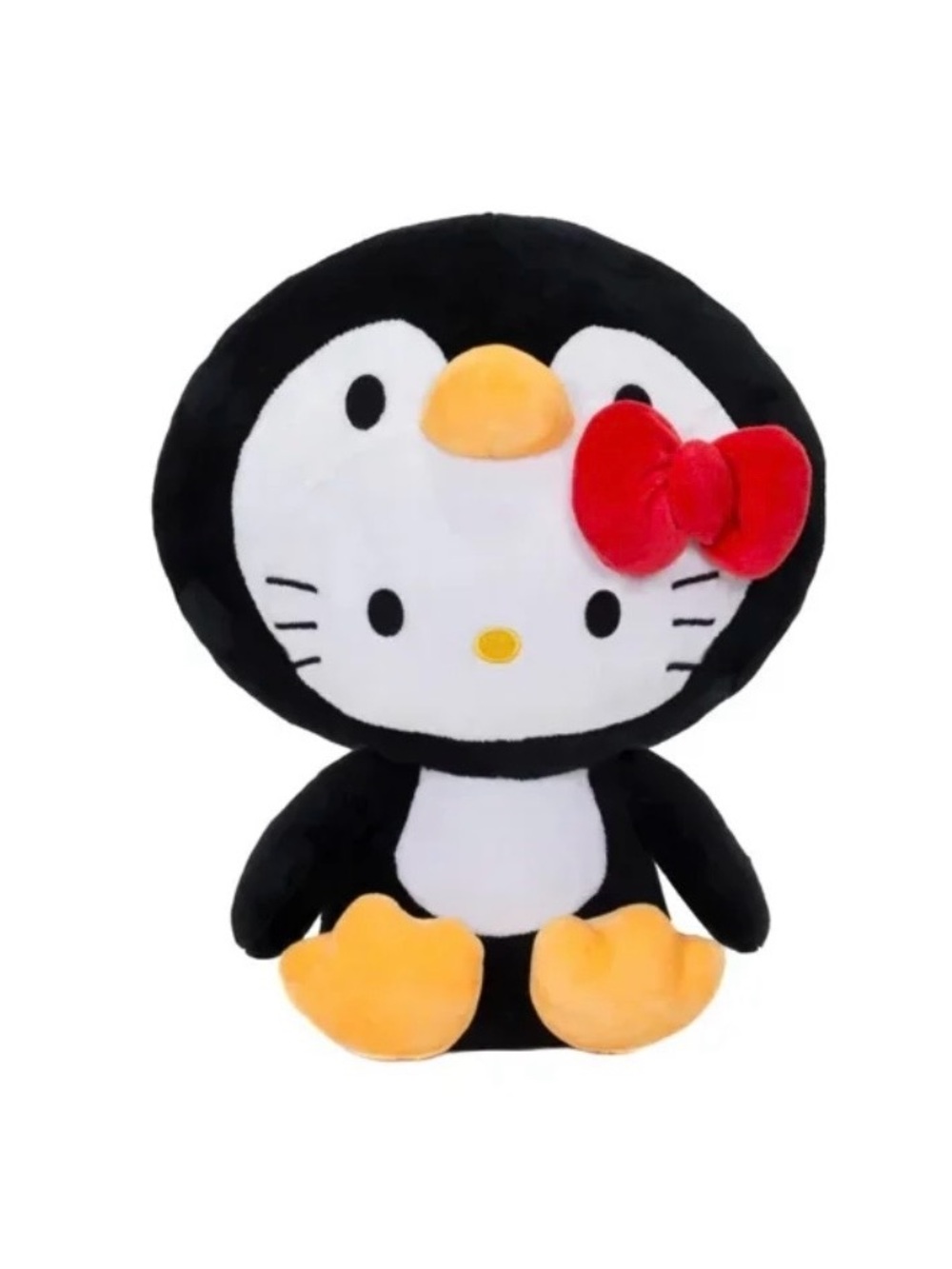 Hello Kitty Penguin Plush in Black, White, Red & Yellow